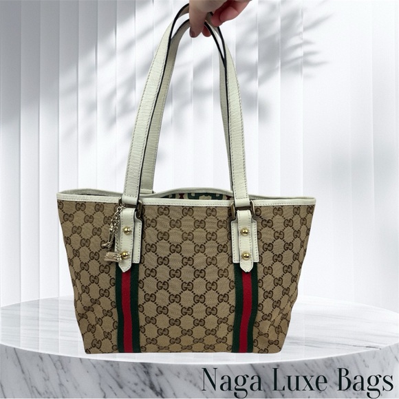 Gucci Handbags - Gucci Web Tote with Green and Red Stripes